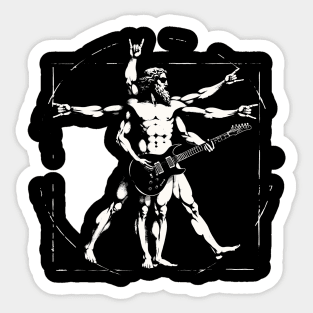 Retro Vitruvian Man Guitar Rock Music Concert Festival Novelty Funny Guitar Sticker